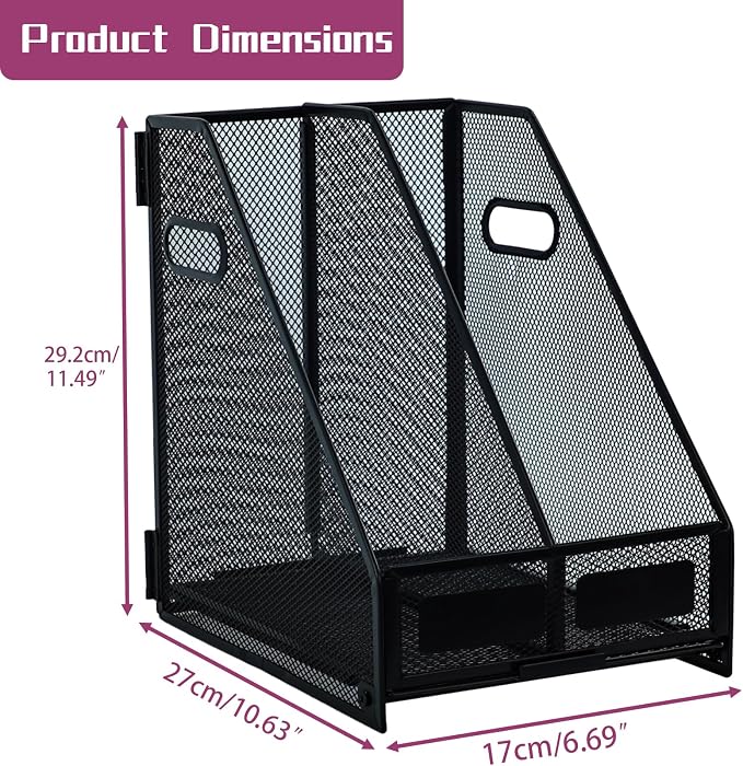 Desk Organizers, Metal Magazine File Holder - Image 2