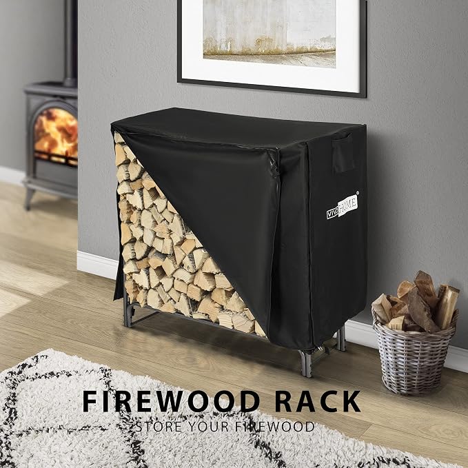 VIVOHOME 4ft Heavy Duty Indoor Outdoor Firewood Storage Log Rack and Cover - Image 7