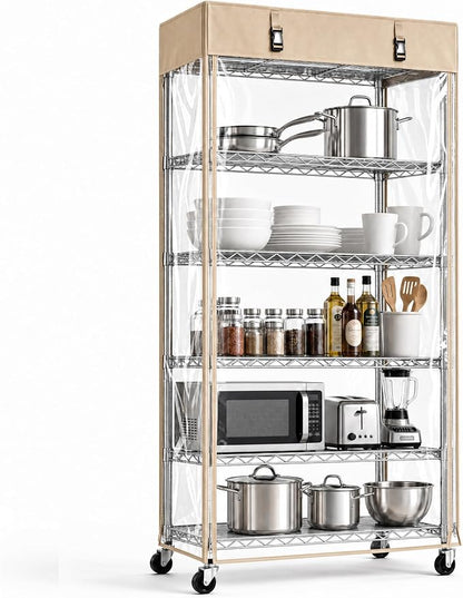 6-Tier Wire Shelving with Clear Cover, organization, and access simple and by Ximbanok