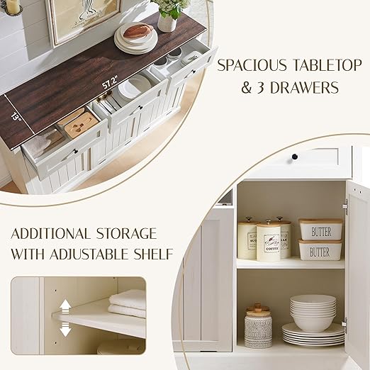 Triple Tilt Out Trash Can Cabinet, 20 Gallon Farmhouse Laundry Hamper Cabinet - Image 3