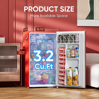 Upstreman 3.2 Cu.Ft Retro Mini Fridge - Image 2