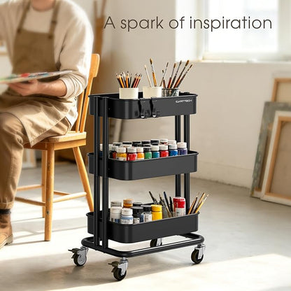3 Tier Rolling Cart Metal Utility Cart - Image 7