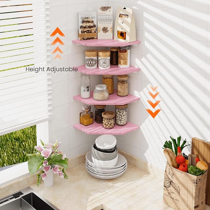 Corner Shelf Wall Mount, Wood Hanging Storage Shelving - Image 7