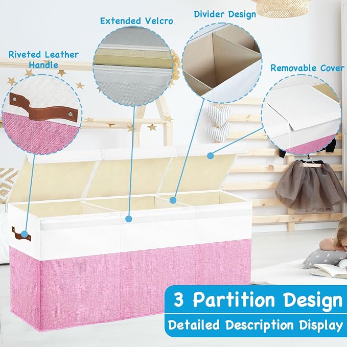 Large Toy Box Chest, Toy Storage Organizer, Storage Bins - Image 3