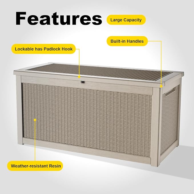EasyUp 320 Gallon Deck Boxes Waterproof, Outdoor Large Storage Boxes - Image 5