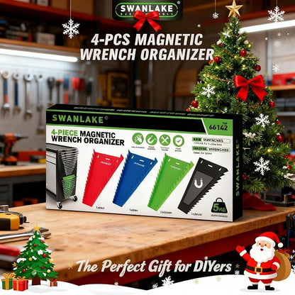 Magnetic Wrench Organizer 4-piece, Wrench Rack Tool Trays SAE, 64-Slot Drawer - Image 8