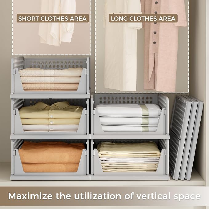 Pinkpum 8 Pack Closet Organizer Storage Bins Stackable Plastic Drawer Shelf | - Image 4