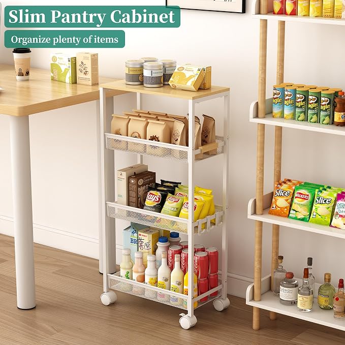 Utility Slim Storage Cart, 4 Tier Rolling Cart - Image 7