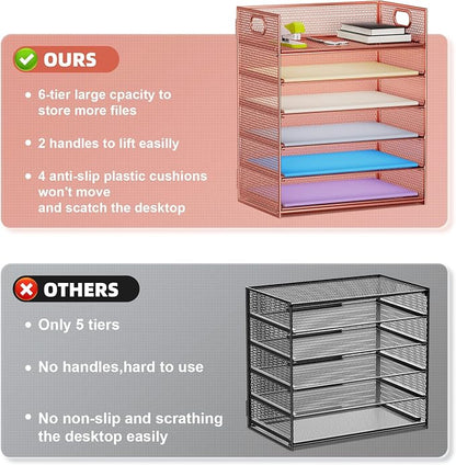 Marbrasse 6 Tier Paper Organizer Letter Tray - Image 2