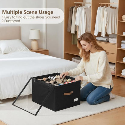 Shoe Organizer for Closet, 2 Pack Shoe Storage Bins Foldable Shoe Storage Box - Image 6