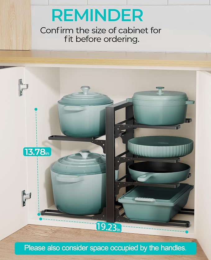 ORDORA Pots and Pans Organizer under Cabinet 13.78" Height, 6-Tier Kitchen - Image 2