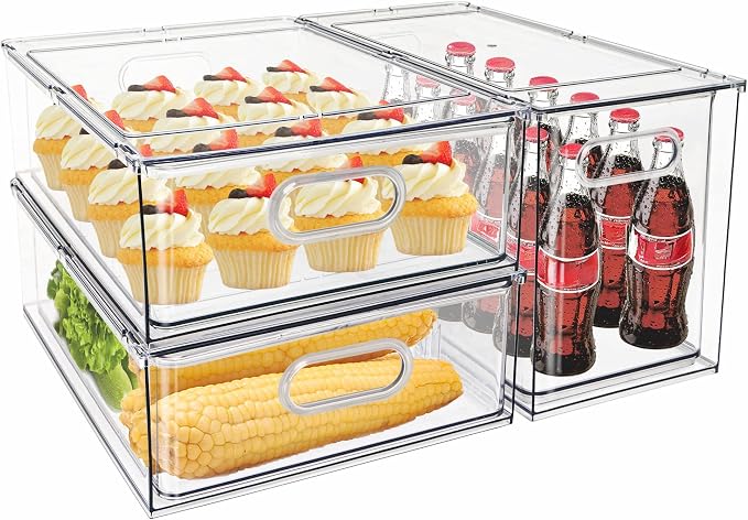 Mano 3PackFridge Drawer Pull Out Stackable Bins by MANO