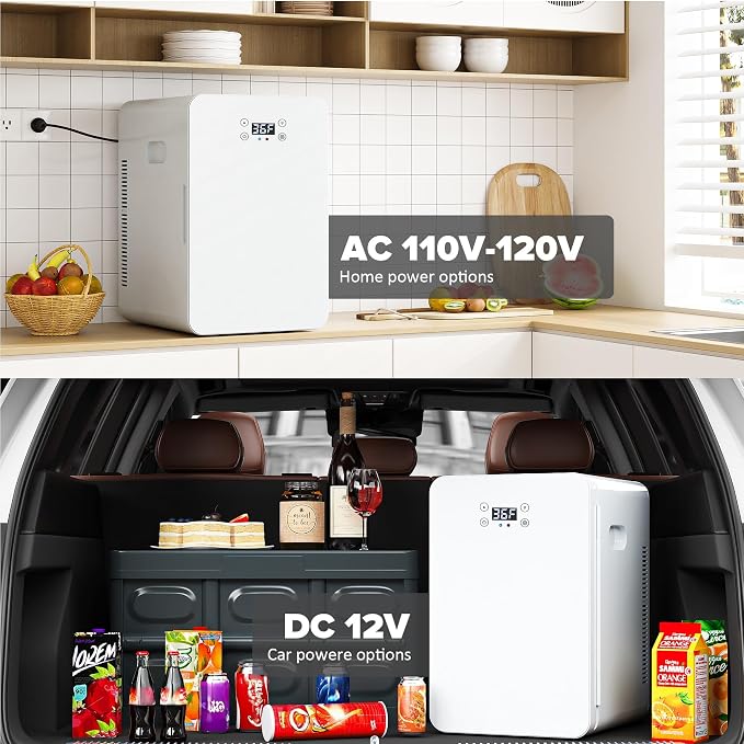 22L/30Cans Mini Fridge for Bedroom, 12v DC Portable Cooler & Warmer, Mini - Image 2