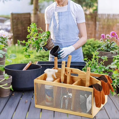 Teenyyou Garden Tool Organizer Wooden Garden Caddy - Image 6