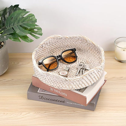 Hipiwe Rattan Key Basket for Entryway Table Handwoven Small Baskets Tray | - Image 2