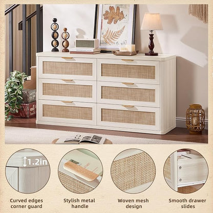 LEYAOYAO Rattan 6 Drawer Dresser - Image 7