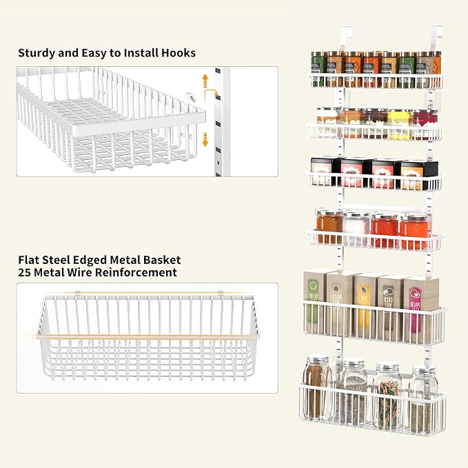 Moforoco Adjustable Over the Door Organizer, Metal Hanging Door Organizer - Image 4