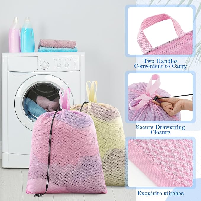 6 Pack 20 x 17 Inches Colorful Mesh Laundry Bag Soft - Image 4