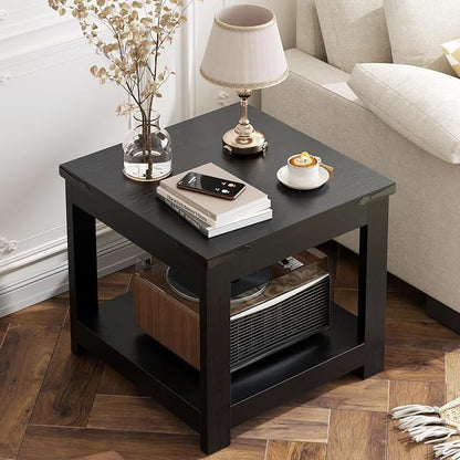 Homieasy End Table, 20 Inch Square End Table, Farmhouse Wood Side Table by Homieasy