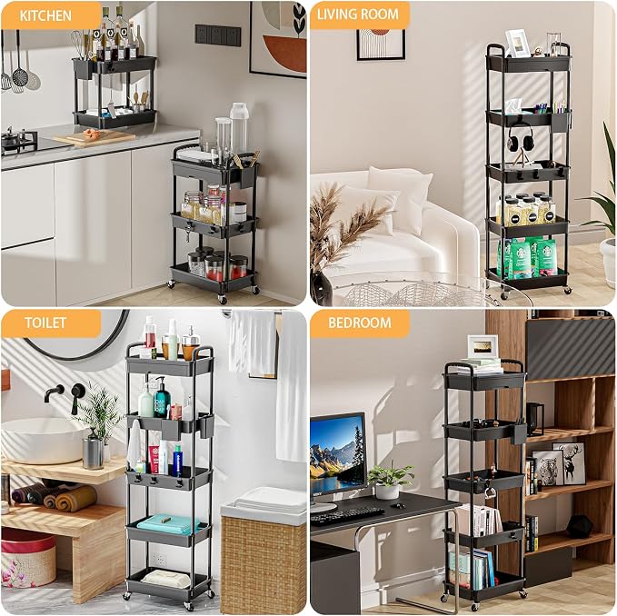 5 Tier Rolling Utility Cart - Image 6