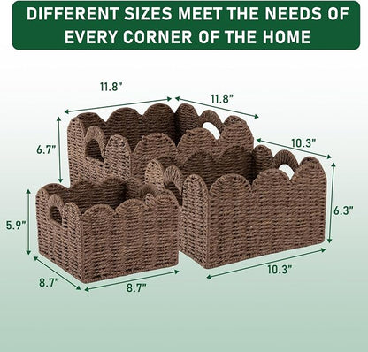 OIAHOMY Scalloped Wicker Baskets, Hand-woven Storage Baskets - Image 3