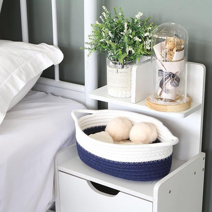 Sea Team 2-Pack Cotton Rope Baskets, Fabric Tray, Oval Open Dish - Image 2