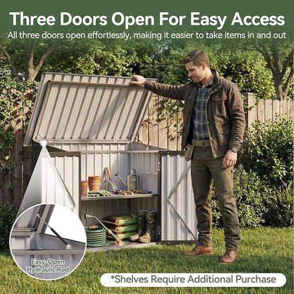 Aoxun Outdoor Storage Cabinet, 35 Cu.Ft Metal Storage Shed - Image 4