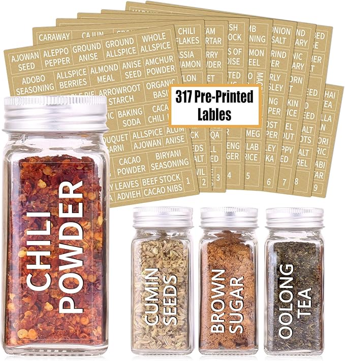 SWOMMOLY 25 Glass Spice Jars - Image 2