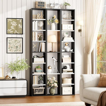 FOTOSOK Bookshelf Bookcase 8-Tier Narrow Bookshelf Tall CD Media Tower Rack | - Image 2