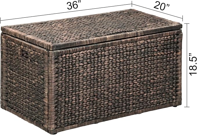 eHemco Wicker Storage Trunk, Metal Frame, Heavy-duty, Water Hyacinth - Image 5