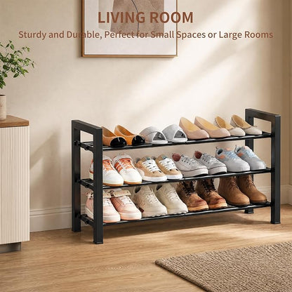 Upgraded 3-Tier Expandable Shoe Rack, Adjustable Shoe Shelf Storage Organizer - Image 6