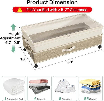 Kitstorack 2Pack Height-adjustable Under Bed Storage - Image 2