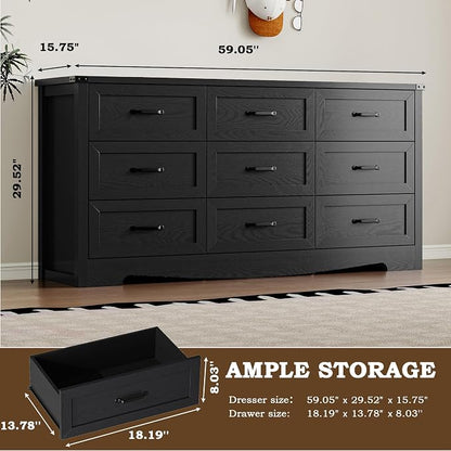 9-Drawer Dresser for Bedroom, Modern Wooden Chest of Drawers - Image 2
