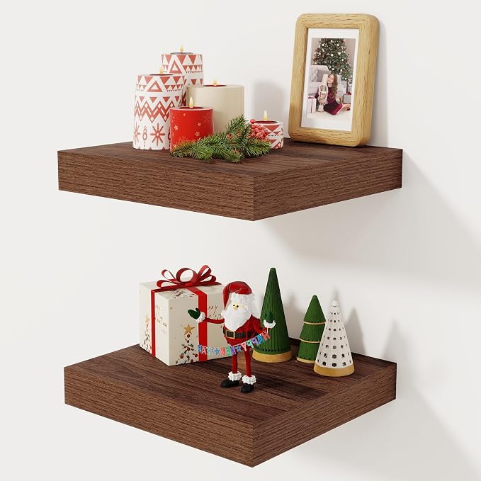 Fun Memories 12 Inch Floating Shelf, Rustic Wood Wall Shelves by FunMemories