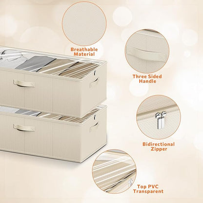 2 Pack Under Bed Storage Containers, 10 Inch Tall Underbed Clothes Storage - Image 6