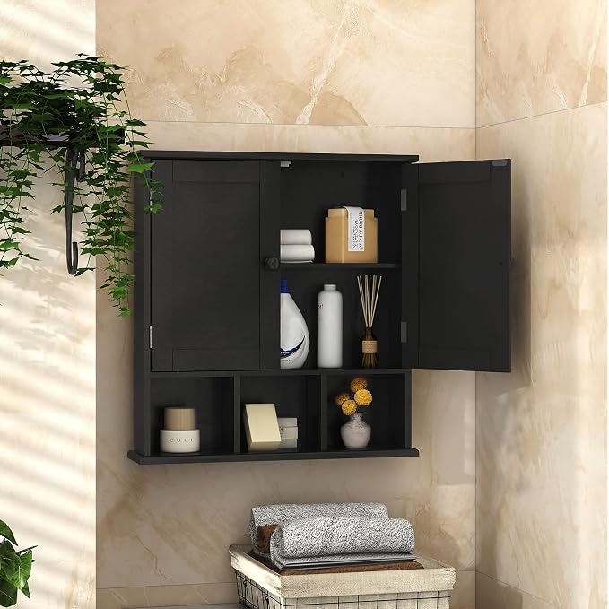 TaoHFE Black Medicine Cabinet Bathroom Over the Toilet Storage Cabinet | Wall - Image 6