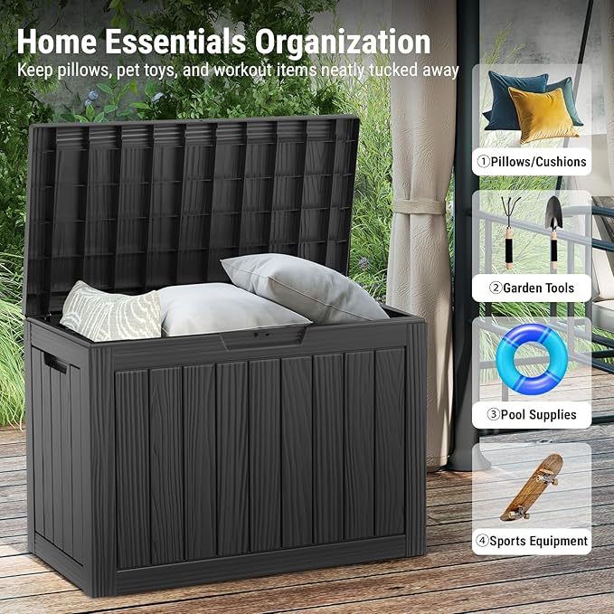 Mars Villa 45 Gallon Outdoor Storage Box, Resin Deck Box Waterproof, Storage - Image 5
