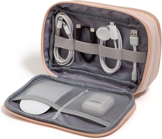 U Brands Dual Zip Corduroy Travel Electronics Organizer, Tech Carry Case by UBrands