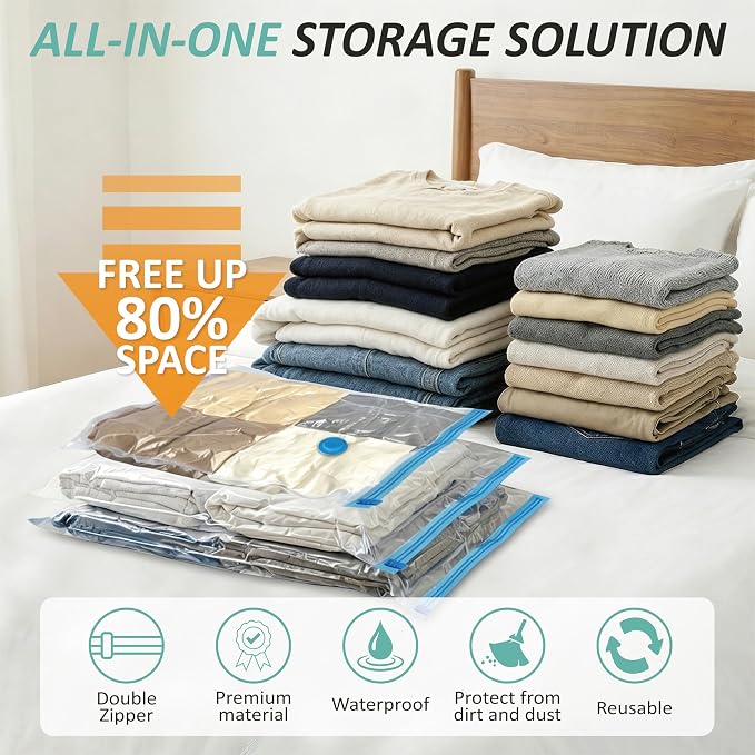 Cozy Essential Vacuum Storage Bags, 80% Compression Vacuum Seal Space Saver - Image 2