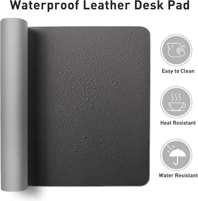 Aothia Leather Desk Pad Protector, Mouse Pad, Office Desk Mat, Non-Slip PU - Image 7