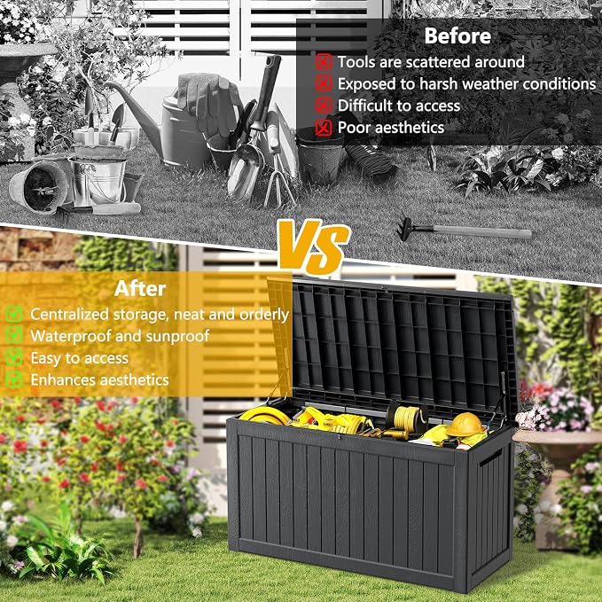 200 Gallon Deck Box, Resin Outdoor Indoor Waterproof Storage Box, Lockable - Image 7