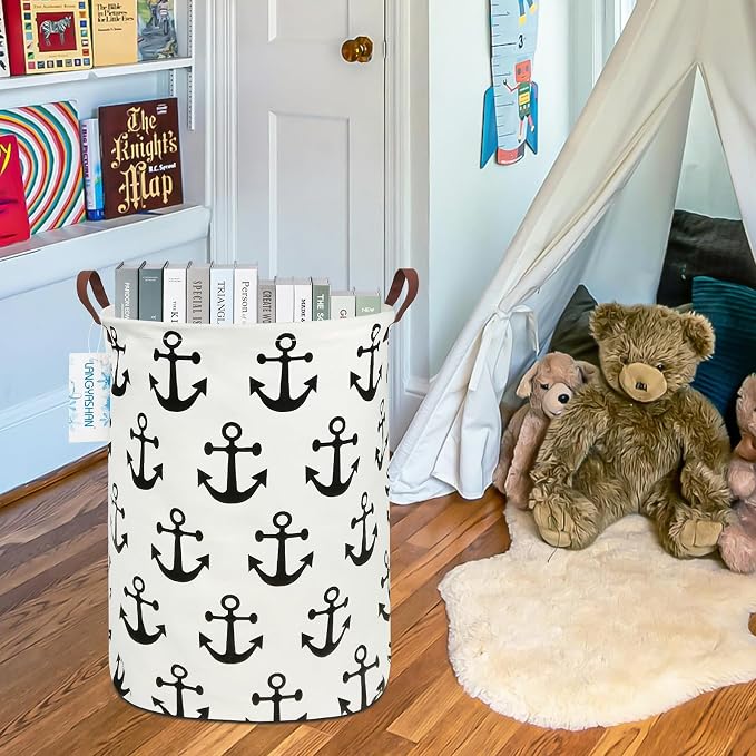 LANGYASHAN Laundry Basket Canvas Fabric Collapsible Organizer Basket - Image 7