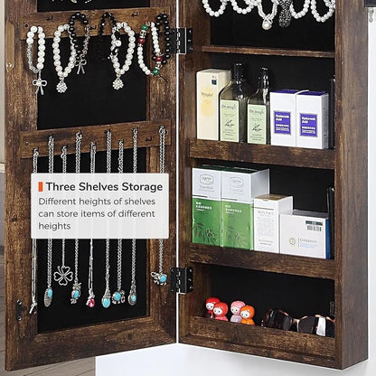GISSAR Full Length Mirror Jewelry Cabinet, 6 LEDs Jewelry Armoire Wall Mounted - Image 8