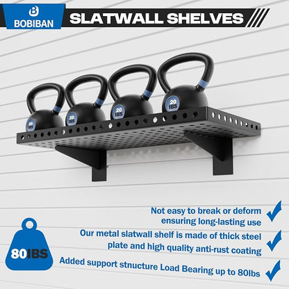 2 Pack Slatwall Shelves, Heavy Duty Metal Slat Wall Shelf - Image 3