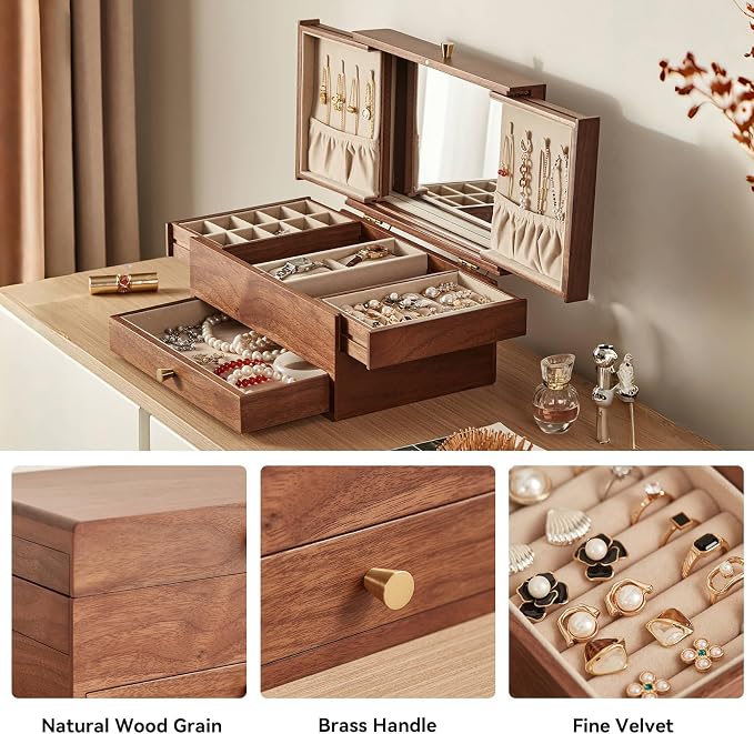 CHOSIN Black Walnut Wooden Jewelry Box - Image 4