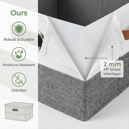 PRANDOM Storage Bins with Lids Linen Fabric Foldable Storage Boxes Organizer - Image 5
