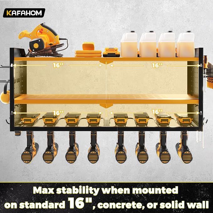 KAFAHOM Power Tool Organizer，Large 8 Drill Holder Wall Mount ，Heavy Duty Metal - Image 3