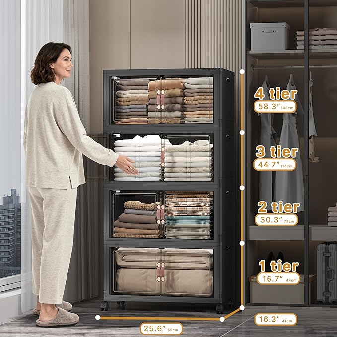 UAMFURI Stackable Storage Bins, 896QT Collapsible Drawers - Image 2