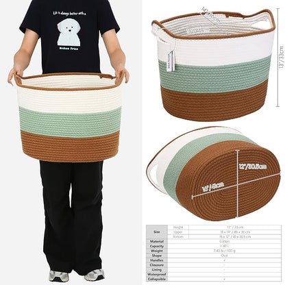 Sea Team Oval Large Cotton Rope Woven Storage Basket - Image 3