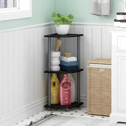 Furinno TURN-N-TUBE Corner Shelf, 3-Tier Corner Bookshelf, Display Storage - Image 2